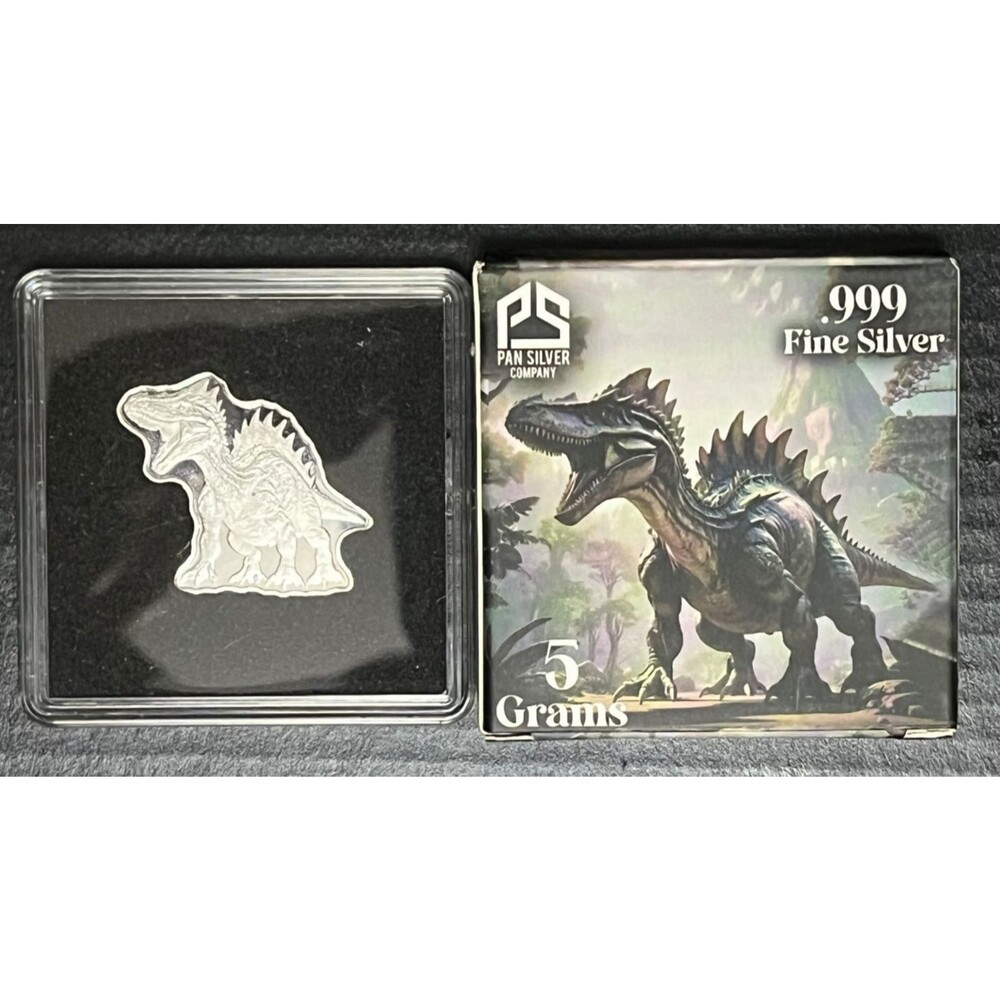 PAN Silver 5 Gram .999 Silver Dinosaurs - Ltd # 1446/3000 Spinosaurus - Open Box